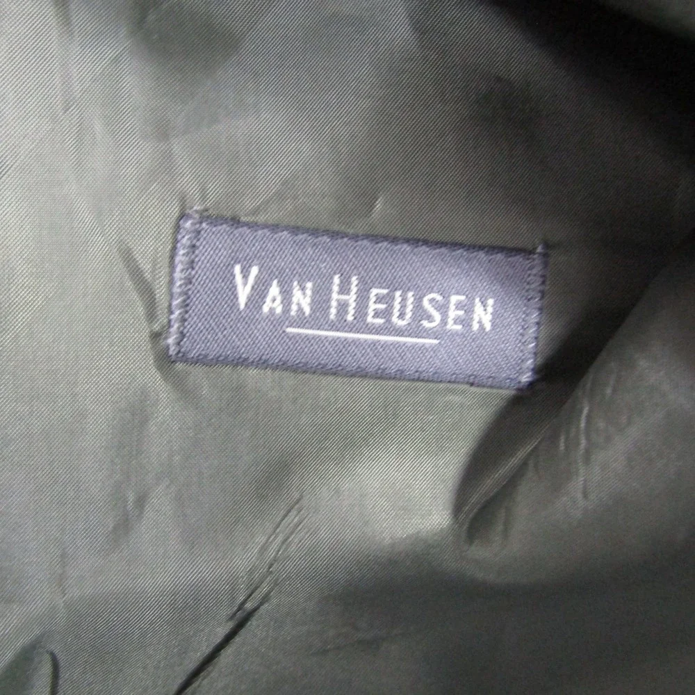 Suit Vest Van Heusen Mens L Green Check Polyester Viscose 3 Piece Formal Wedding